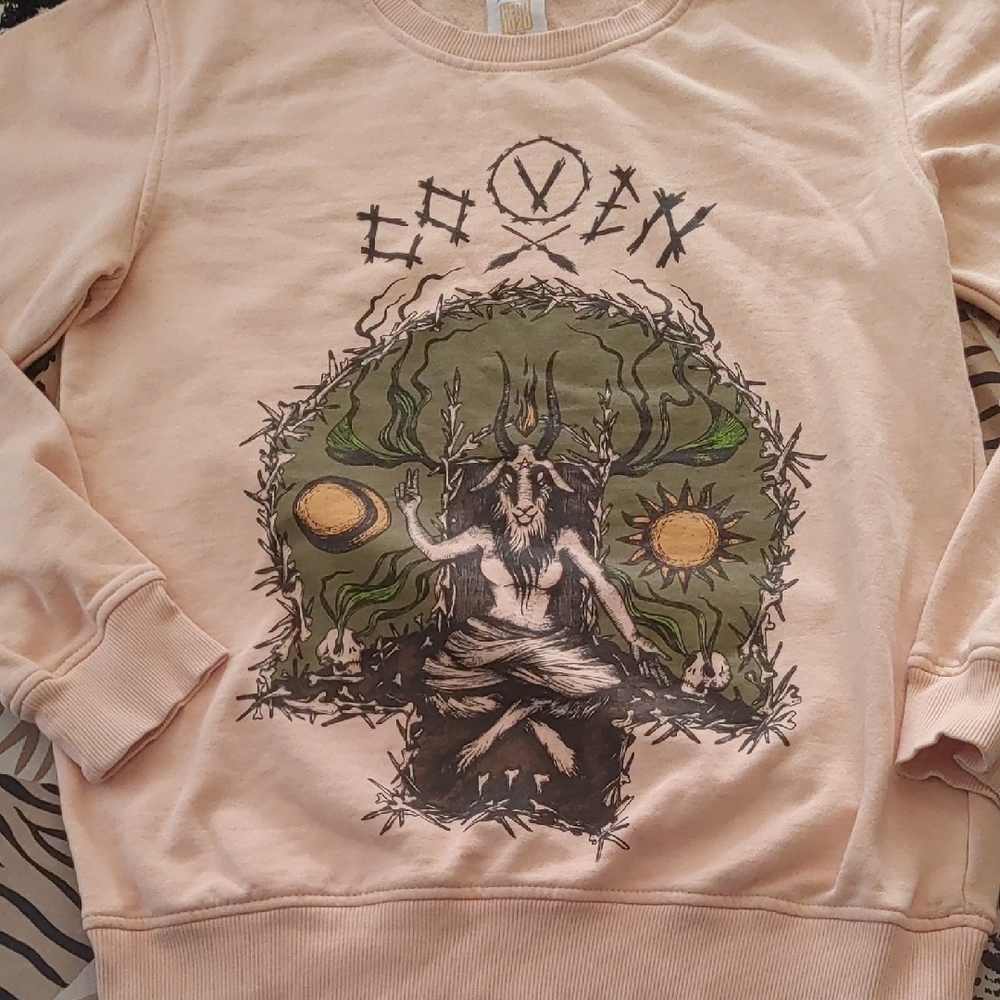 Just Like A Hero Coven Graphic Sweatshirt with Mystical Design Sz Sm